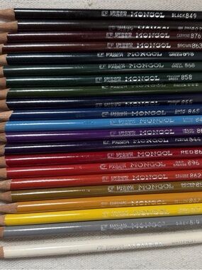 Vintage Eberhard Faber Mongol Colored Pencils Set of 19 Assorted Colors USA Made